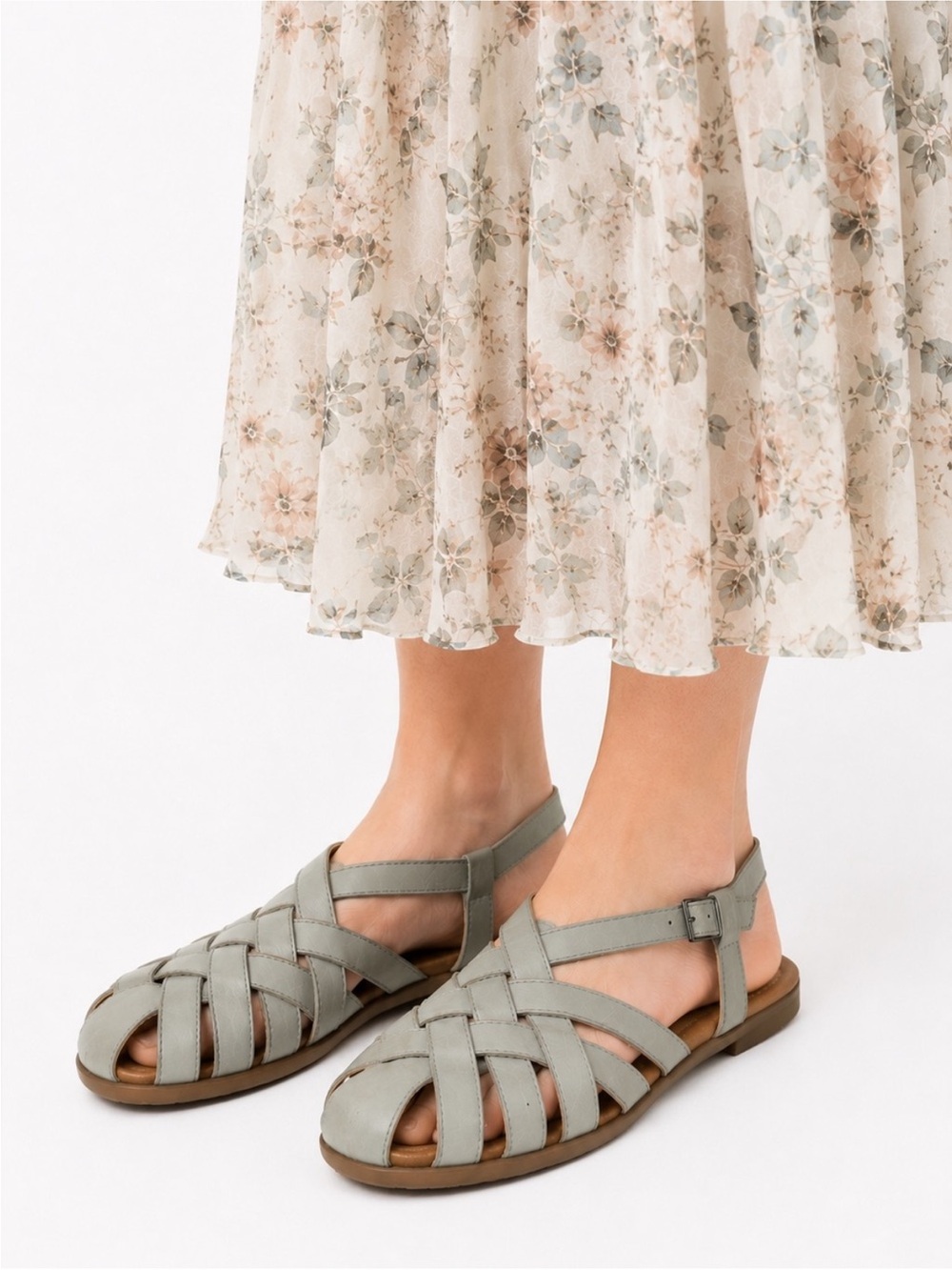 Size 8 Earth Women’s Sage Green Woven Comfort Slingback Sandals Casual Walking